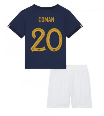 Frankrig Kingsley Coman #20 Replika Babytøj Hjemmebanesæt Børn VM 2022 Kortærmet (+ Korte bukser)
